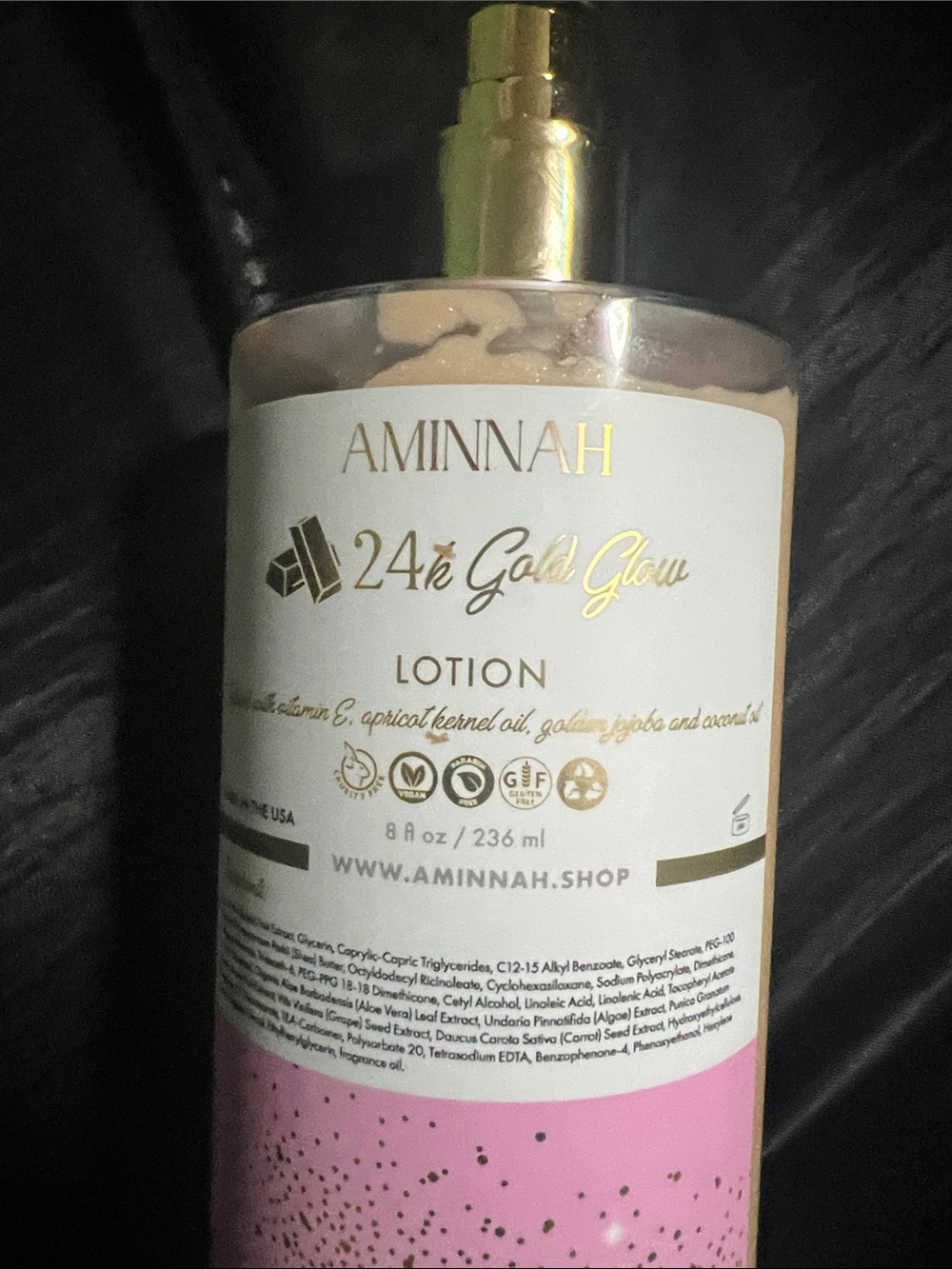 AMINNAH 24k Gold Glow Lotion With Shimmer